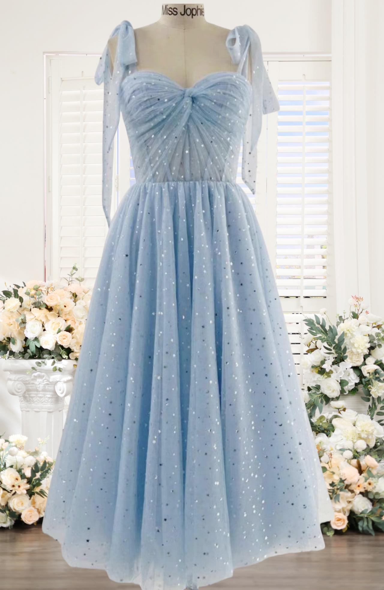 light blue sparkly bridesmaid dresses Pale Blue Sweetheart Strapless Side Split Bridesmaid Dresses, Sparkly –  SposaBridal main image 1