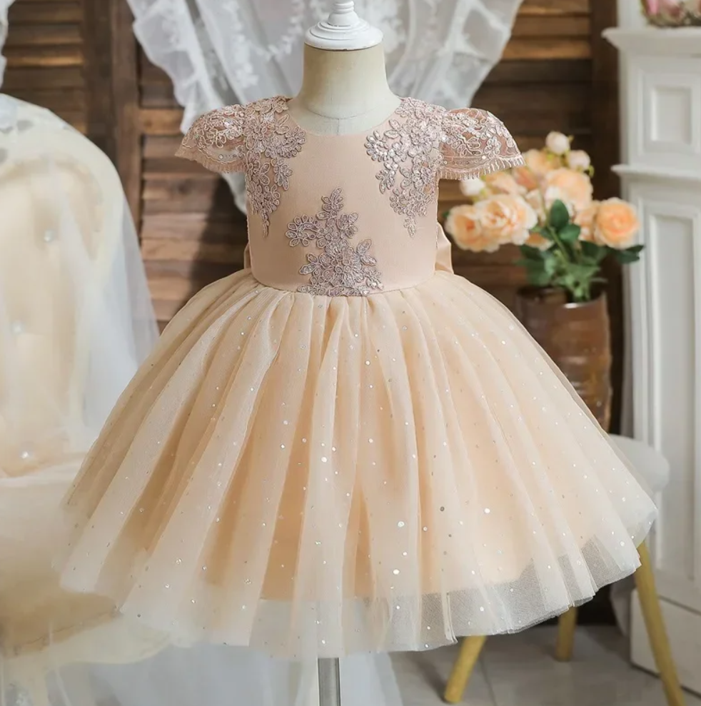 2024 Baby Girls 1st Birthday Party Dresses Newborn Infant Baptism Gown Toddler Kids Flower Lace Wedd on Luulla