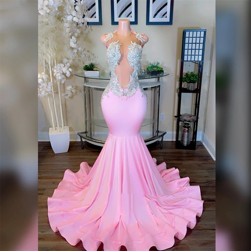 strapless open back dress Maha Light Lilac Muave African Sleeveless Lace Sequins Maxi Bustier main image 0