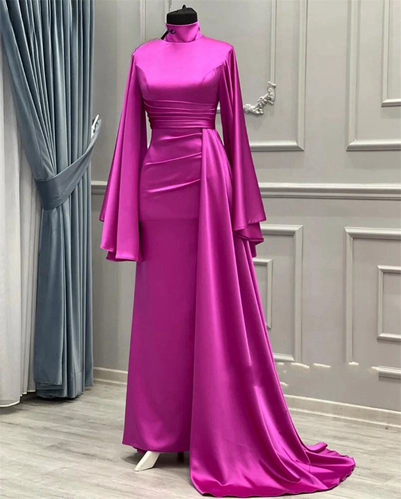 muslim party dresses with long drape sleeves covered Homenesgenics Dresses for Women Muslim Festival Party Sun Dress Muslim Dress Spring Long Sleeve Oversize Gown, Women's, Size: XL, Pink