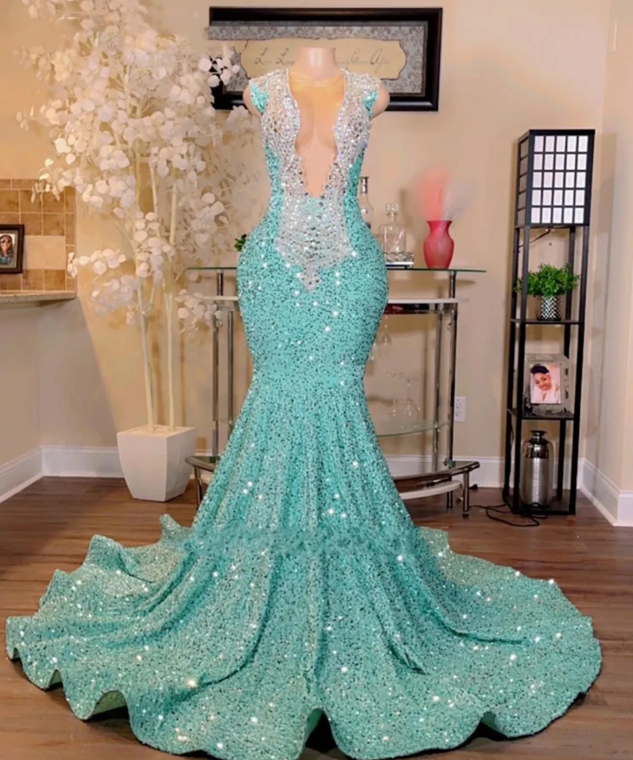 slim fit dress slacks BABARONI Chiffon Mint Green Bridesmaid Dresses Halter Floor-length  Sleeveless A-line main image 0