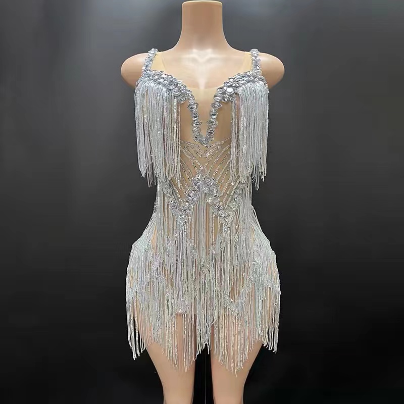 sachin and babi light blue dress Sorel Metallic Corset Tassel Dress in Blue main image 1