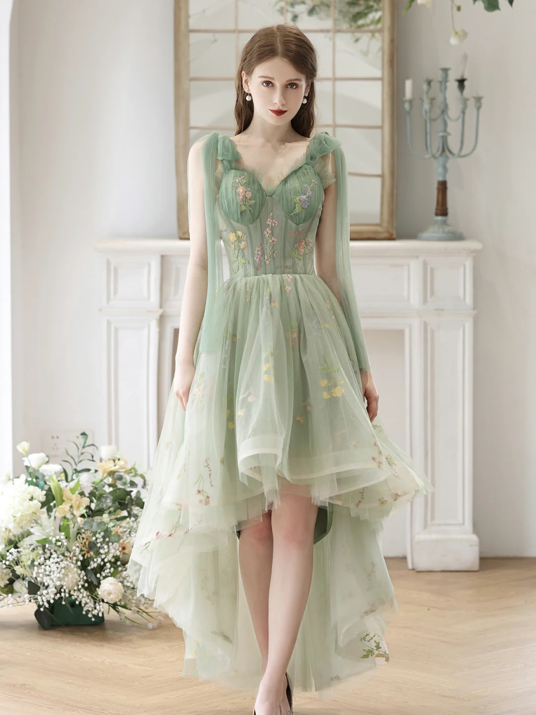 slim fit dress slacks Green Sequin One-Shoulder Mini Hoco Dress 1049 Asian Jade / 00 main image 0