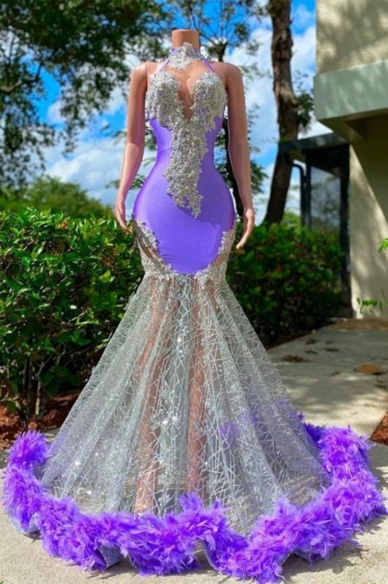 open lace back dress LOLO FEATHER DETAIL SEQUIN MAXI DRESS IN PURPLE – AKIRA main image 0