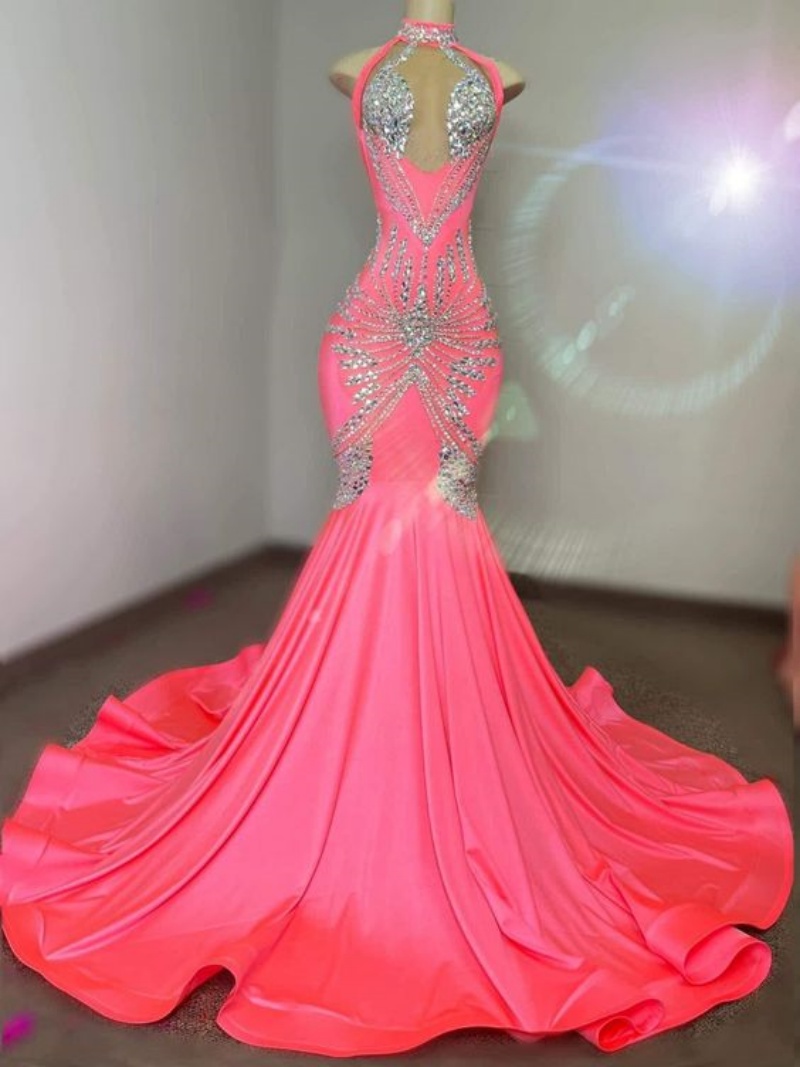 slim fit dress slacks Chic Sleeveless Mermaid Sequins Prom Dresses with Ruffles Long