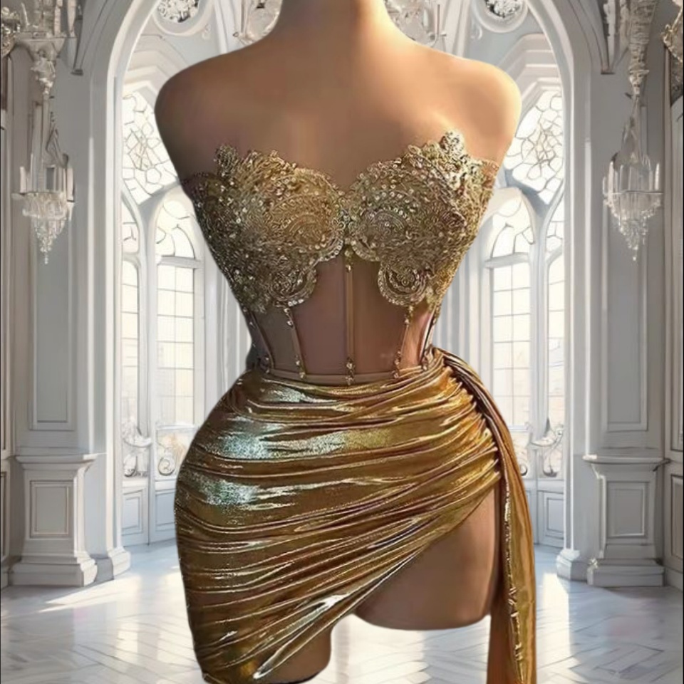 short fitted homecoming dresses Fitted Sheath Sweetheart Yellow Short Homecoming Dress with Keyhole – VOS  LEE main image 0