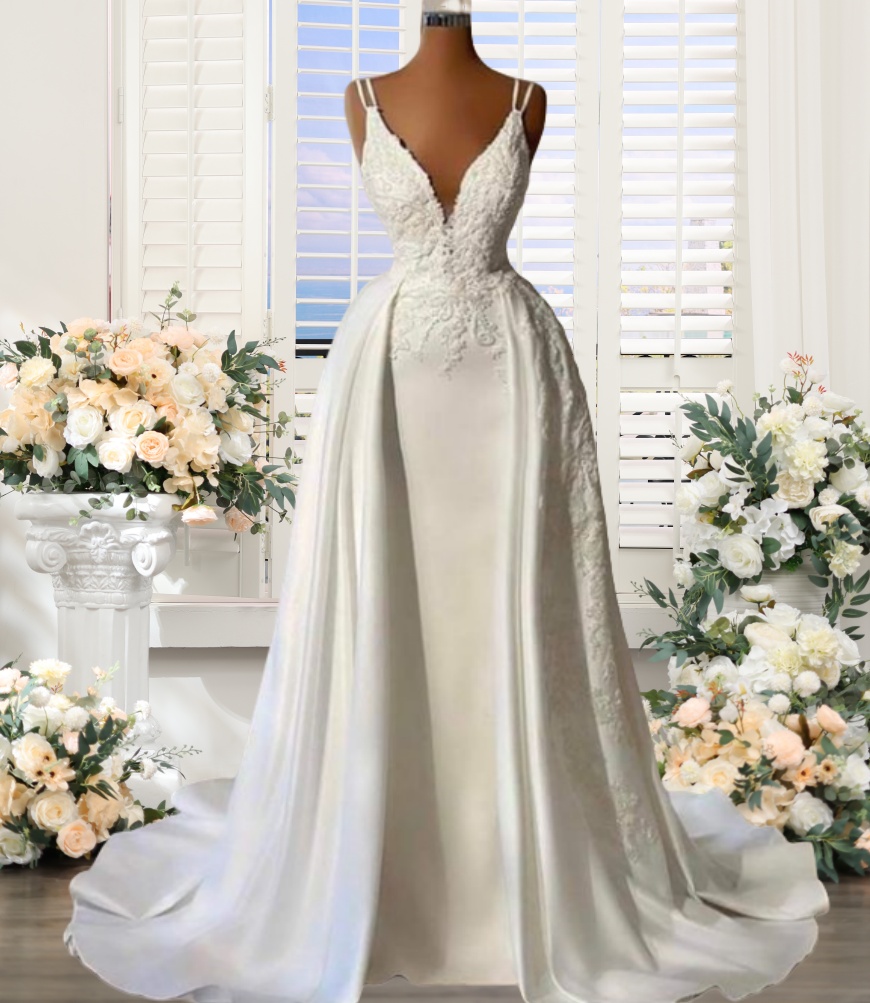 Customized (can Not Be Refund) Spaghetti Straps V Neck Wedding Dresses For  Bride 2025 Detachable Ski on Luulla