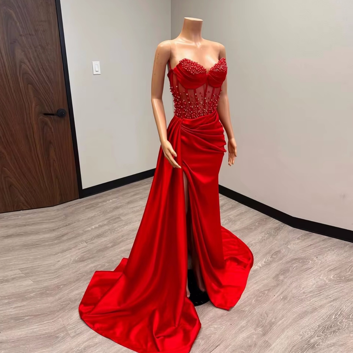 chinese dress ladies Glamorous Taffeta Mermaid Dress in Glossy Pink main image 1