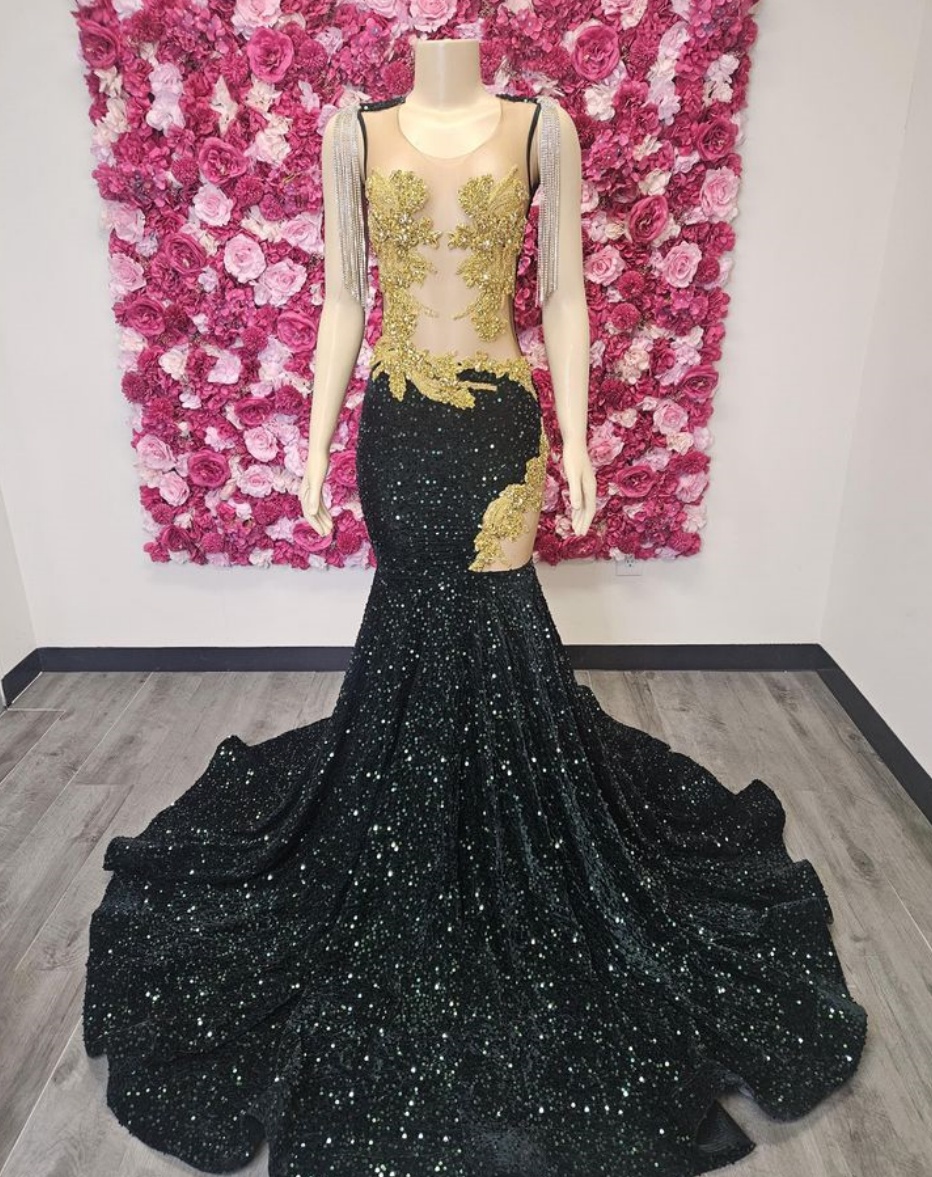 Black Sparkly Sequin Mermaid Prom Dresses Long For Women 2025 Lace  Appliques Formal Evening Gowns Cr on Luulla