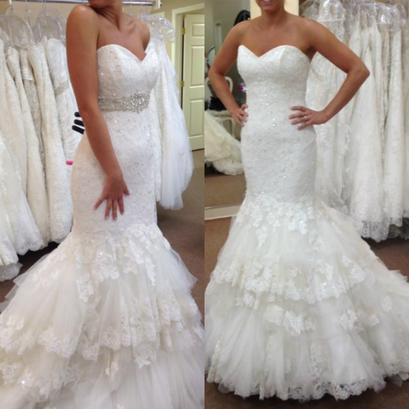 Mermaid Lace Applique Wedding Dresses 2016 Tiered Cheap Ivory Bridal