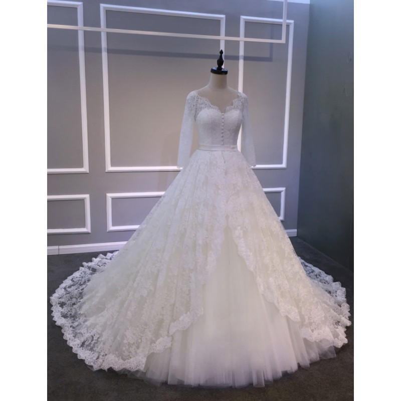 Lace Wedding Dress, Ivory Wedding Dress, Princess Wedding Dress, Wedding Dress, Long Sleeve Wedding Dress, Elegant Wedding Dress, Bridal Dresses