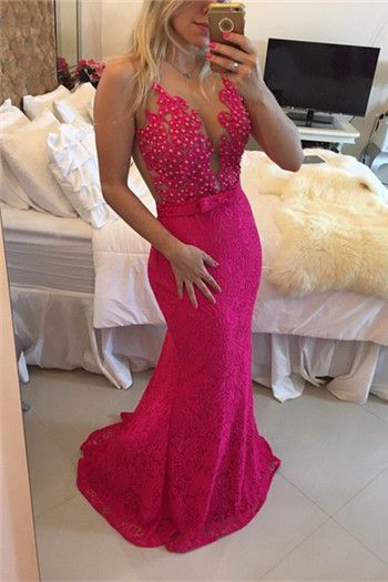 fuschia evening dress