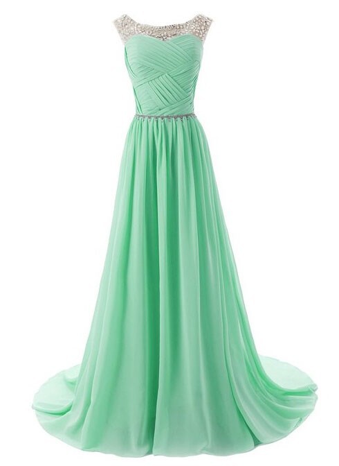 Long Prom Dress, Beaded Prom Dress, Chiffon Prom Dress, A Line Prom Dress, Mint Green Prom Dress, Elegant Prom Dress, Prom Dress, Formal Party
