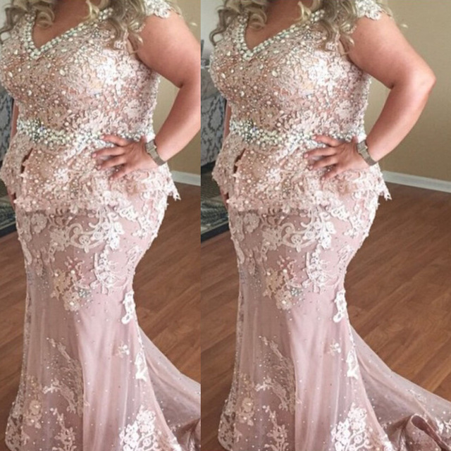 pink plus size prom dresses