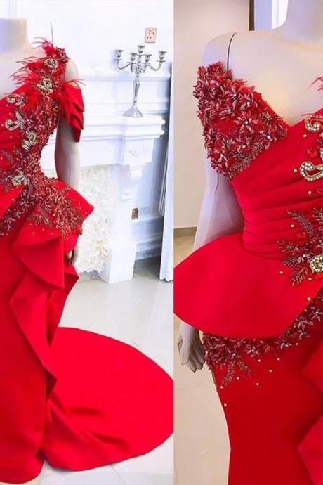 Red Prom Dresses, Lace Prom Dresses, Feather Prom Dress, Pearls Prom Dresses, Beaded Prom Dresses, Arabic Prom Dresses, Backless Prom Dresses, V