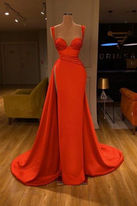 red prom dresses, 2020 sweetheart prom dresses, satin evening dresses, a line evening dresses, pleats prom dresses, side slit prom dresses, a line prom dresses, side slit prom dresses, formal dresses, arabic evening dresses, new arrival prom dresses, cheap party dresses