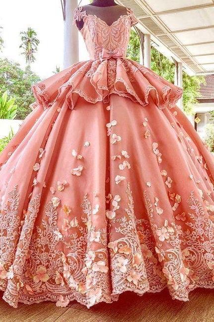 ball gown prom dresses, pink prom dress, lace prom dresses, flowers prom dresses, arabic prom dresses, sheer crew neck prom dress, bowknot prom dresses, ruffle prom dresses, lace evening dresses, satin prom dresses, cap sleeve prom dresses, flowers party dress 