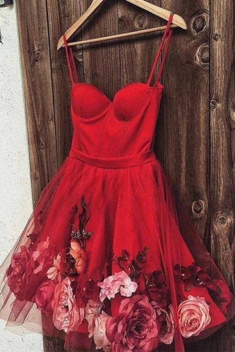 Red Prom Dresses, 2021 Evening Dresses, Flowers Prom Dresses, Arabic Prom Dresses, Evening Dresses, Flowers Evening Dresses, Satin Evening
