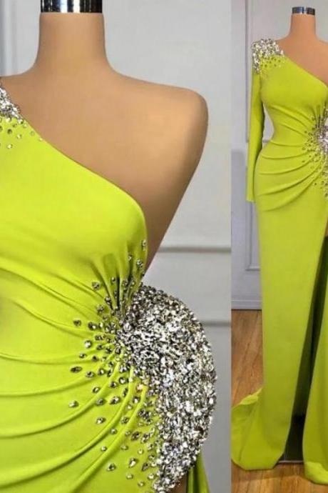 Green Prom Dresses, Long Sleeve Prom Dresses, Long Evening Gowns, Sexy Formal Dresses, Prom Dresses, Newest Evening Gowns, Custom. Make Dresses,