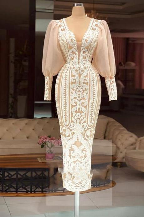 Lace Evening Dresses, 2022 Evening Dresses, White Formal Dresses, 2022 Mermaid Evening Gowns, Custom Make Prom Dresses, Sexy Evening Gowns, Long