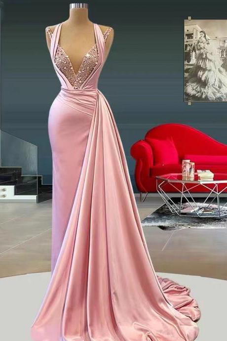 Pink Prom Dresses, Beaded Prom Dresses, Lace Evening Dresses, Custom Make Formal Dresses, 2022 Prom Dresses, Sexy Evening Dresses, Arrival