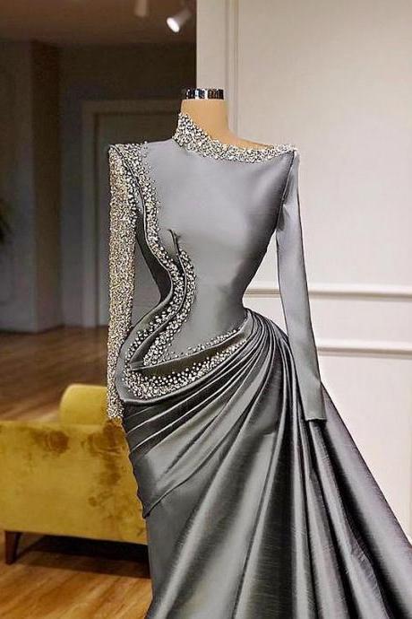 Sliver Prom Dresses, 2022 Prom Dresses, Pearls Prom Dresses, Fashion Evening Dresses, Party Dresses, Evening Gowns, 2022 Formal Dresses, Long