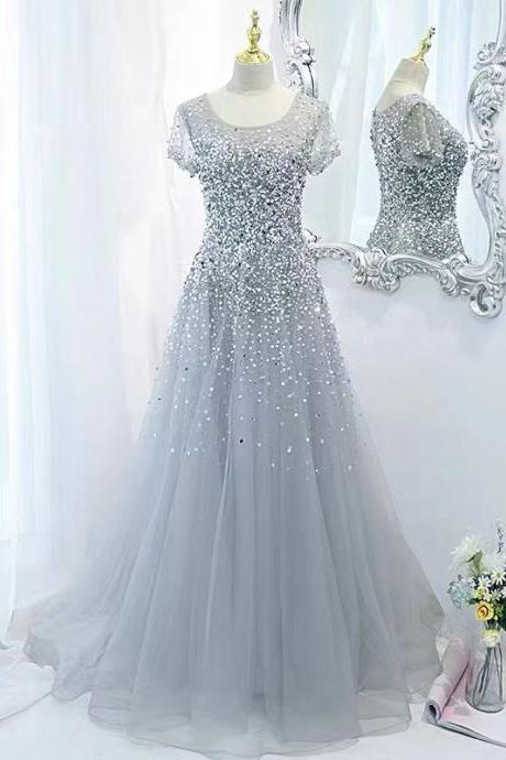 crystal prom dresses, sliver prom dresses, short sleeve prom dresses, sparkly prom dresses, newest evening dresses, long evening gowns, sheer crew prom dresses, fashion evening gowns, custom make prom dresses, bling bling party dresses, sexy formal dress, beaded evening gowns