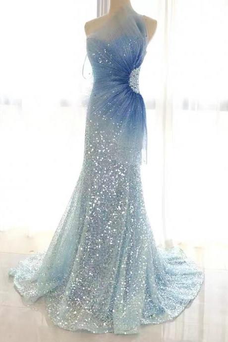 Blue Prom Dresses, Sequins Prom Dresses, Mermaid Prom Dresses, Newest Prom Dresses, Sparkly Prom Dresses, Arabic Prom Dresses, Fashion Prom