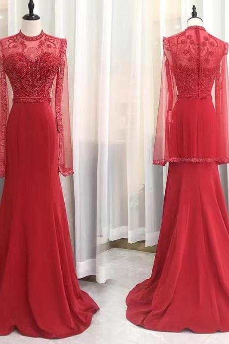 Newest Prom Dresses, Fashion Evening Dresses, 2022 Evening Dresses, Red Prom Dresses, Beaded Prom Dresses, Custom Make Evening Gowns, 2022 Formal