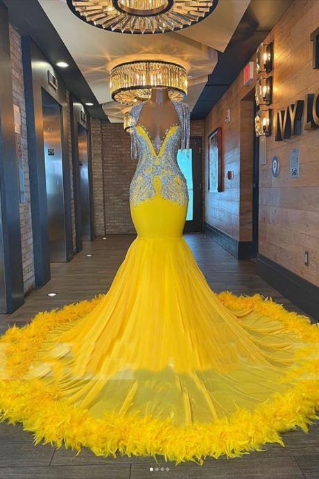 sexy prom dresses, yellow prom dresses, feather prom dresses, crystal prom dresses, mermaid evening dresses, 2022 prom dresses, cheap prom dresses, fashion evening dresses, gold prom dresses