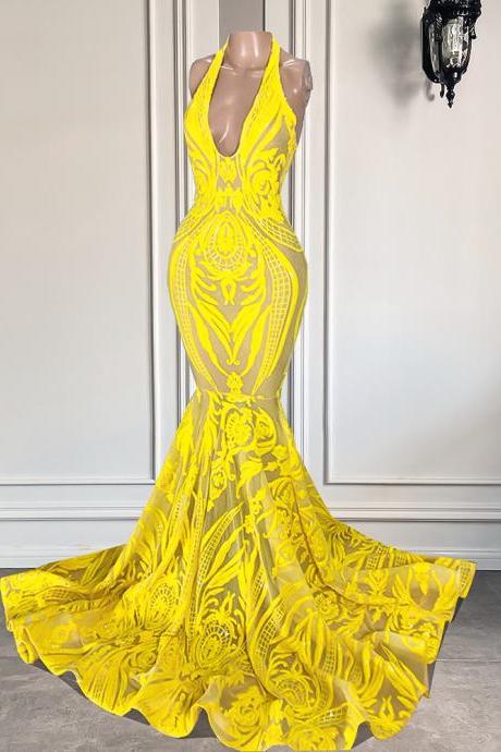 yellow prom dresses. 2022 prom dresses, v neck evening dresses, court train evening dresses, lace formal dresses, custom make evening gowns, fashion party dresses, evening gowns