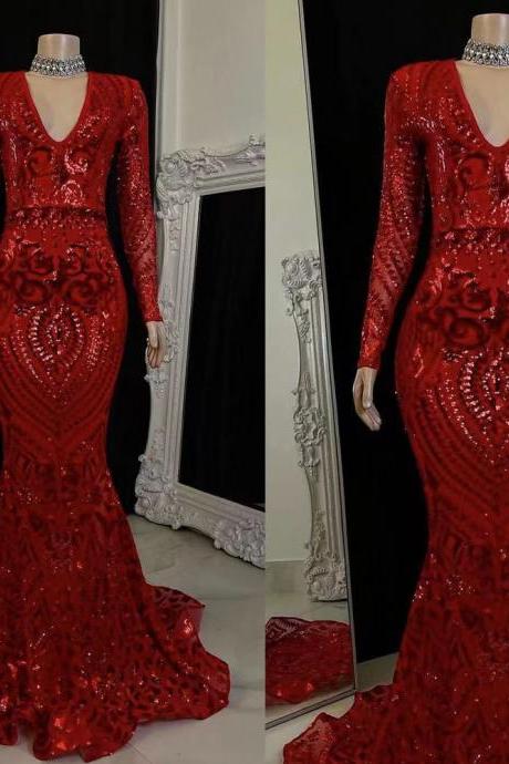 Red Prom Dresses, Lace Prom Dresses, Sequins Evening Dresses, 2022 Prom Dresses, Sparkly Formal Dresses, Mermaid Evening Dresses, Evening