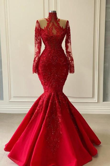 Custom Make Prom Dresses, Red Prom Dresses, Lace Evening Dresses, Evening Gowns, Fashion Formal Dresses, Vestidos De Fiesta, Mermaid Evening