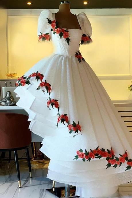 white prom dresses, embroidery prom dresses, ball gown evening dresses, square neck prom dresses, lace evening dresses, fashion evening gowns, cheap evening gowns, vestidos de fiesta, 2022 new arrival party dresses