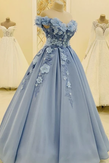 Flowers Evening Dresses, Off The Shoulder Party Dresses, Tulle Evening Dresses, 2022 Evening Dresses, Sparkly Evening Dresses, Blue Evening