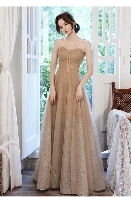 Champagne Prom Dresses 2022 Sweetheart Neckline Sequins Sparkly Beading Evening Dresses Formal Evening Gowns