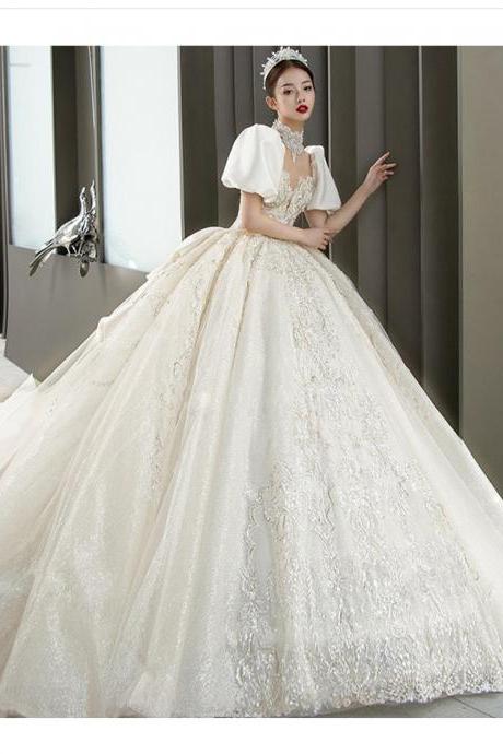 Vintage Wedding Dresses 2022 Sweetheart Neckline Lace Appliques Sequins Beading Bridal Dresses Gowns