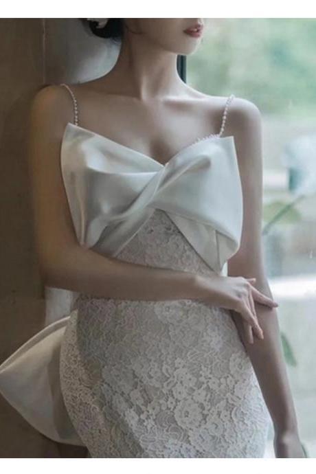 mermaid wedding dresses 2022 sweetheart neckline bowknot trumpet bridal dresses vestidos de noiva