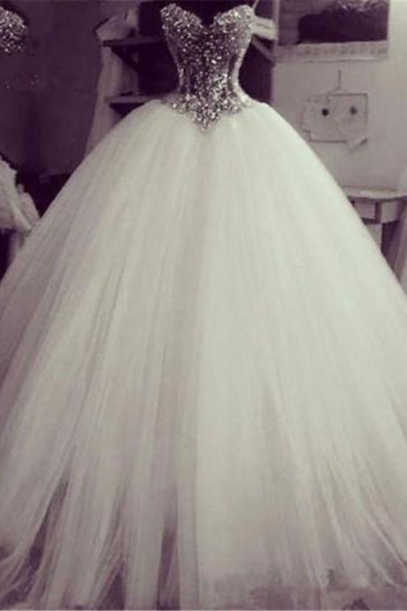 Ball Gown Sweetheart Fluffy Lace Beading Crystal Luxury Vintage Wedding Dresses 2022 Fashion Wedding Gowns Custom Made