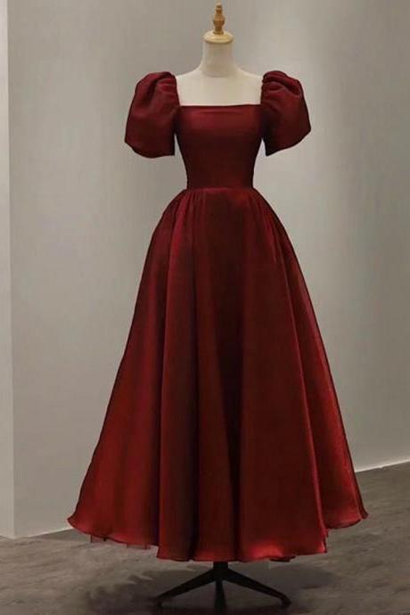 Prom Dresses Square Collar A-line Evening Dresses Organza Dresses Woman Party Night With Short Sleeves