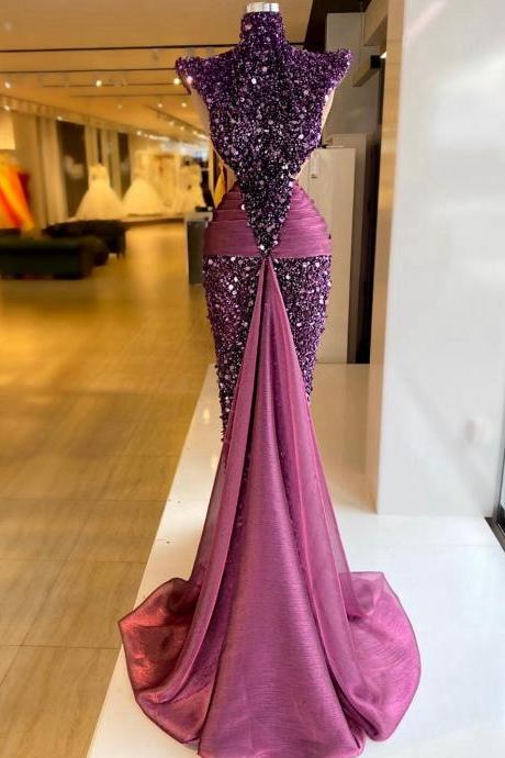 Purple Prom Dresses, Sequins Prom Dresses, Mermaid Evening Dresses, 2022 Evening Dresses, Long Evening Gowns, 2022 Formal Dresses, Party