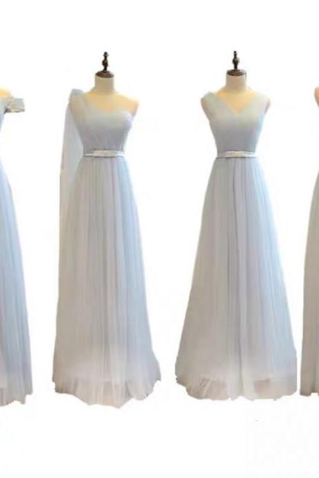 Tulle Bridesmaid Dresses, Pleats Bridesmaid Dresses, Floor Length Bridesmaid Dresses, Floor Length Bridesmaid Dresses, Light Blue Bridesmaid