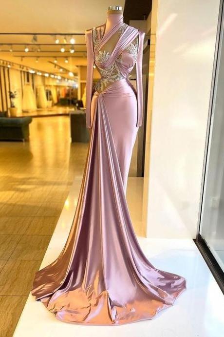 Pink Prom Dresses, 2022 Prom Dresses, Lace Prom Dresses, Arabic Evening Dresses, Pink Evening Gowns, Custom Make Formal Dresses, Evening