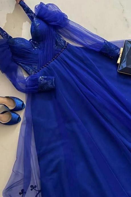 Royal Blue Prom Dresses, A Line Prom Dresses, Tulle Evening Dresses, A Line Evening Dresses, Sexy Evening Dresses, Fashion Party Dresses, 2022