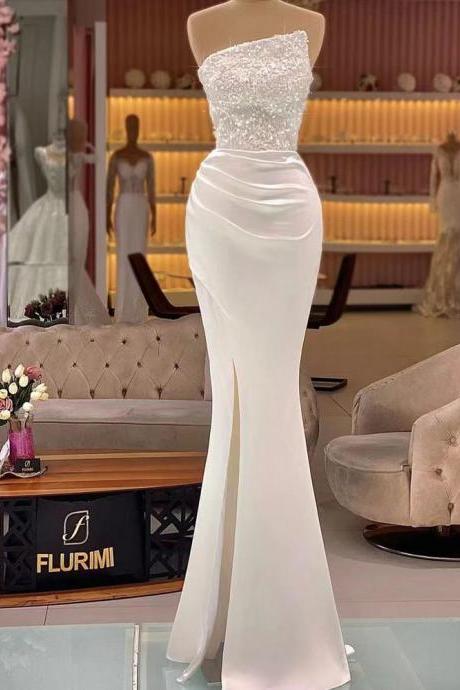 white prom dresses, sequins prom dresses, sparkly evening dresses, side slit prom dresses, shinning prom dresses, arabic evening gowns, new arrival formal dresses, shinning evening dresses, white evening gowns, sexy party dresses