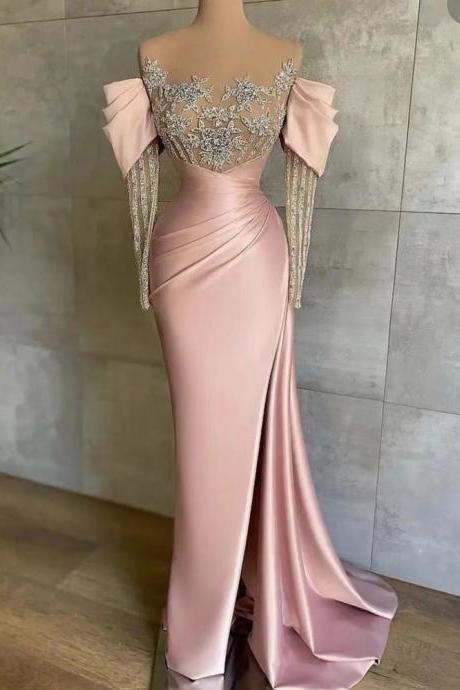 Sexy Prom Dresses, Pink Evening Dresses, Crystal Prom Dresses, Mermaid Prom Dresses, Satin Evening Dresses, Party Dresses, Crystal Evening