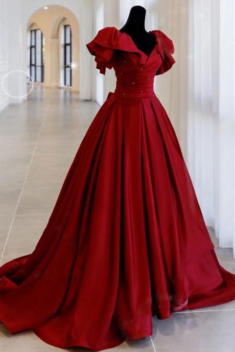 Red Prom Dresses, Custom Make Evening Dresses, Formal Dresses, Arrival Evening Gowns, Ruffle Prom Dress, Ball Gown Evening Dresses, Satin