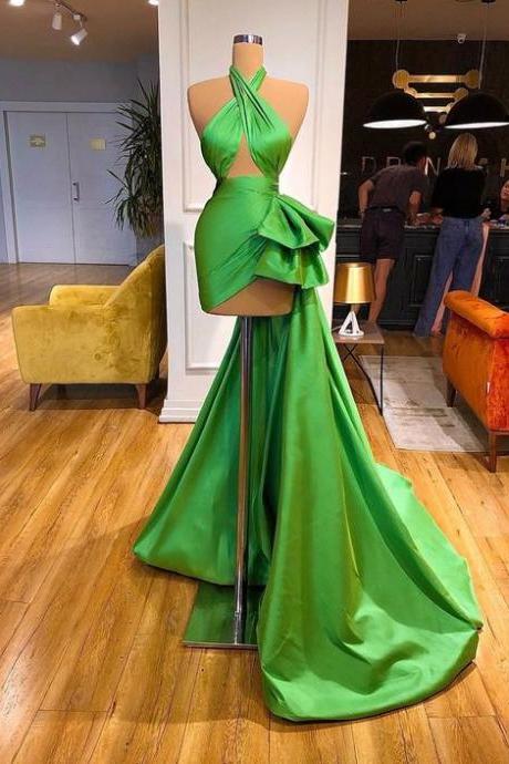 green prom dresses, sashes prom dresses, ruffle prom dresses, green evening dresses, a line prom dresses, sexy evening dresses, side slit prom dresses, keyhole prom dresses, green evening dresses