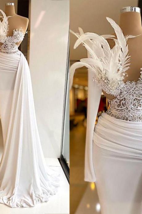 White Prom Dresses, Feather Prom Dresses, Lace Prom Dresses, Fur Evening Dresses, Custom Make Evening Dresses, Fashion Evening Dresses, White