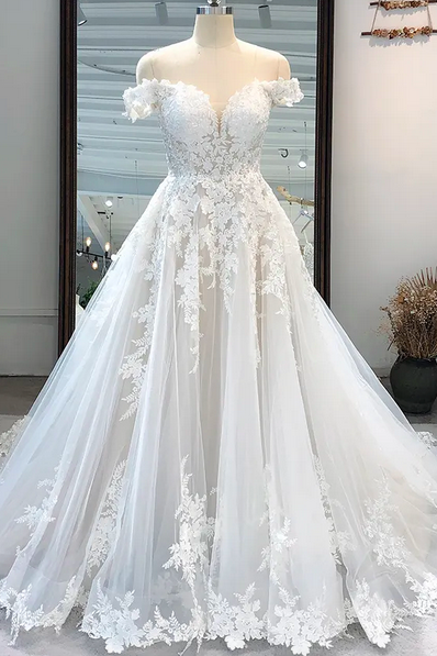 Lace Wedding Dresses Beach Boho Bridal Dress Vintage Off Shoulder Plus Size Bride Gowns
